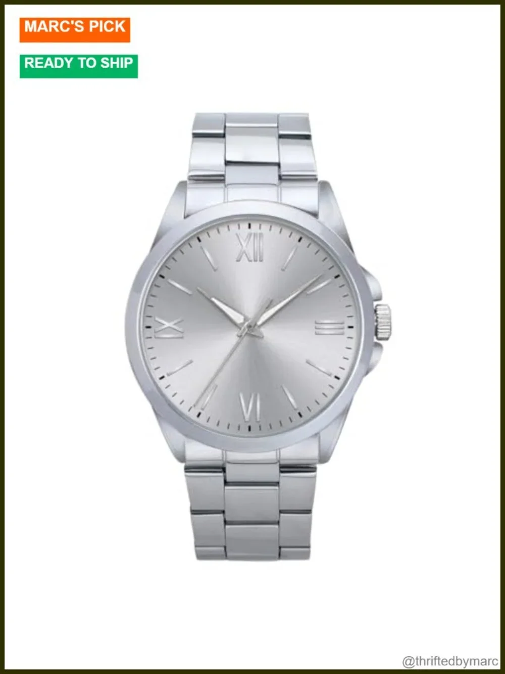 Classic Stainless Steel Men's Watch 41mm Analog Water Resistant